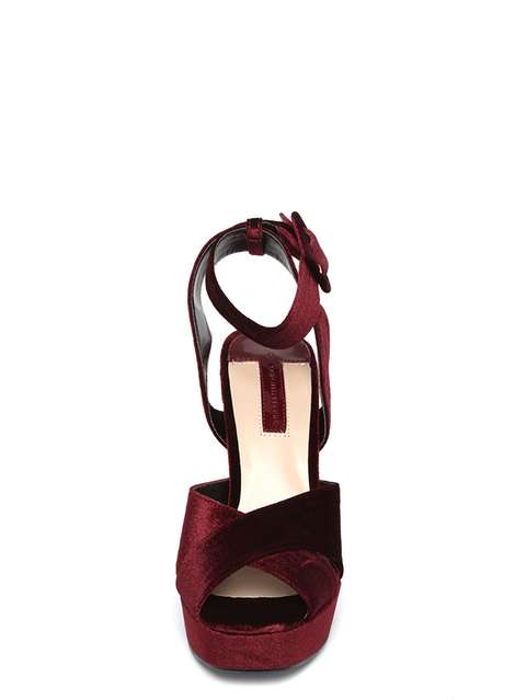 Burgundy 'Ruby' Velvet Sandals